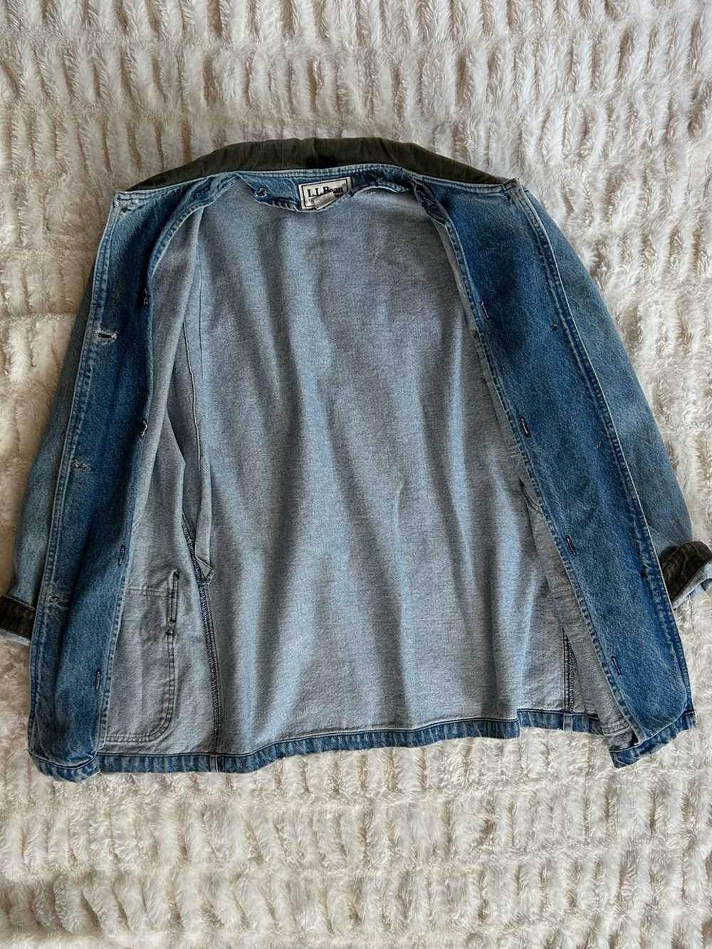 Made in USA LL Bean Vintage Chore Coat Barn Jacket Denim - Picture 11 of 13
